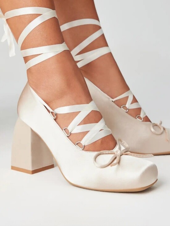 Cider Shoes - Ballet Satin Bow Mary Jane Heels - Size 9